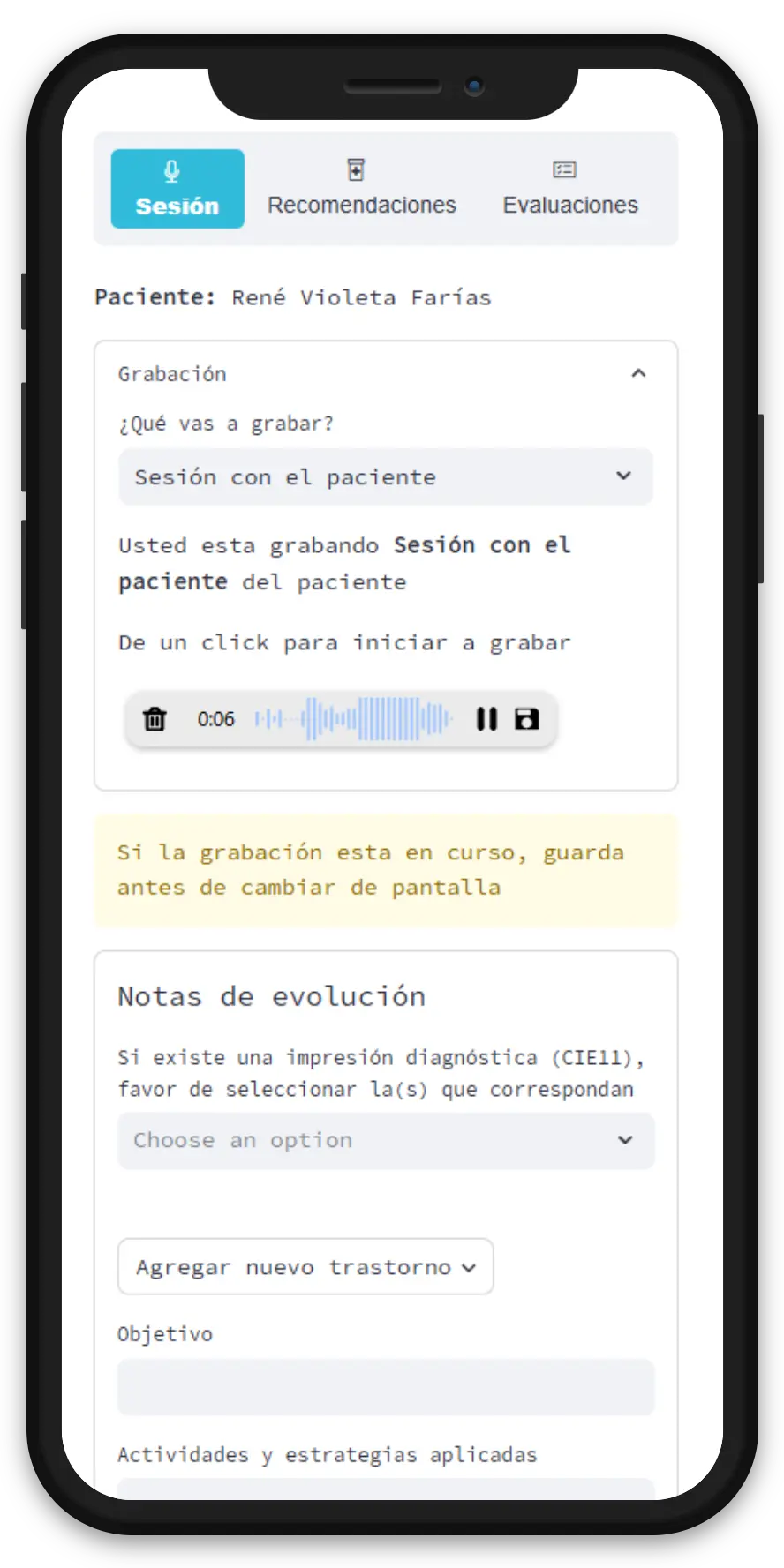 App de psicología IRENE en movil